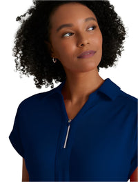 Barco One Performance Knit by Barco Engage Knit 2-Pocket Zip-Neck Dolman Scrub Top - Indigo