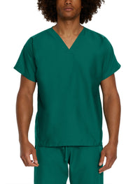 Landau Scrub Zone Unisex No-Pocket V-Neck Scrub Top LT102 -Hunter-Frontview