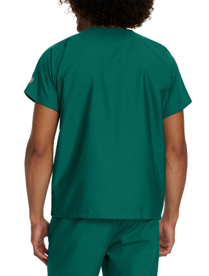 Landau Scrub Zone Unisex No-Pocket V-Neck Scrub Top LT102 -Hunter-Backview