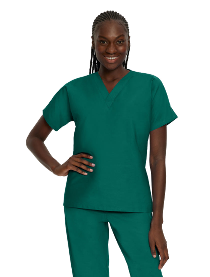 Landau Scrub Zone Unisex No-Pocket V-Neck Scrub Top LT102 -Hunter-Frontview