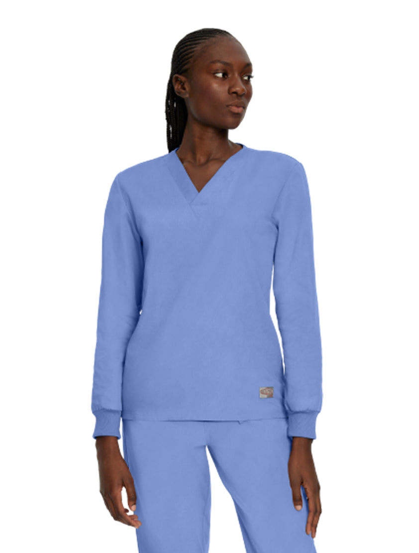 Landau Scrub Zone Unisex No-Pocket V-Neck Scrub Top LT104 -Ceil-frontview