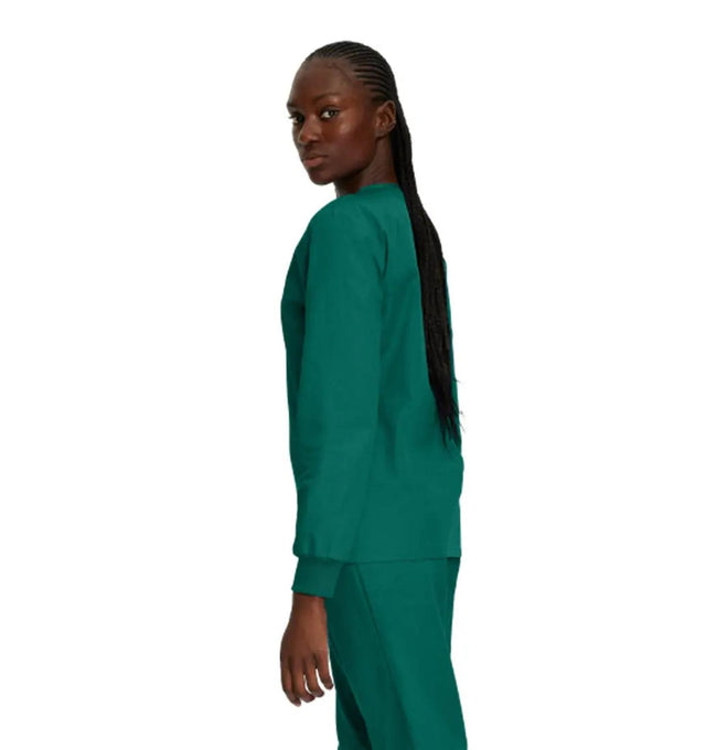 Landau Scrub Zone Unisex No-Pocket V-Neck Scrub Top LT104 -Hunter-sideview