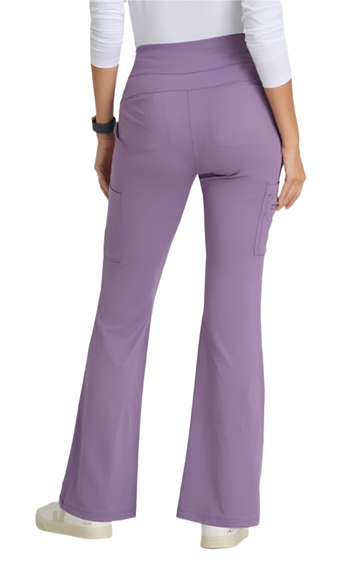 Barco One Performance Knit by Barco Sprint Knit 7-Pocket High-Rise Flare Leg Scrub Pant - Dusty Lavender