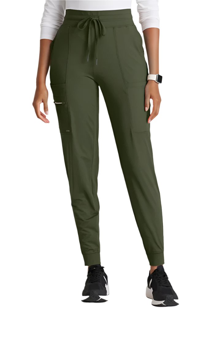 Barco One Performance Knit by Barco Pro Knit 5-Pocket Drawcord Waist Jogger Scrub Pant - Olive