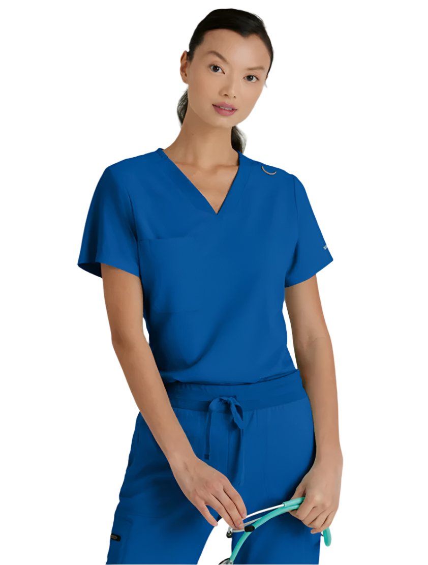 Grey's Anatomy Stretch™ by Barco  Bree 1-Pocket Tuck-In Scrub Top-New Royal