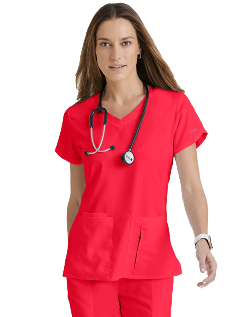 Grey's Anatomy™ by Barco Cora 4-Pocket Scrub Top-Scarlet Red