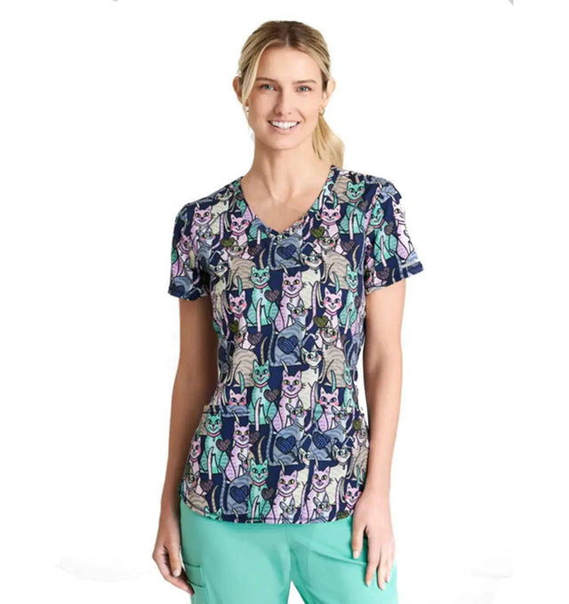 SKECHERS™ by Barco Essence V-Neck Animal Print Top-Yarn Lover