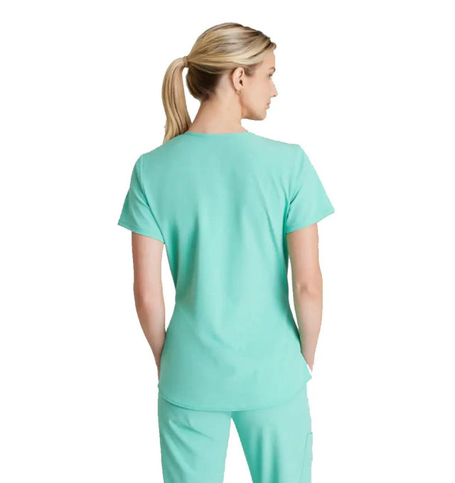 Skechers™ by Barco Breeze 3-Pocket Curved V-Neck Scrub Top-Light Jade