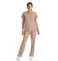 Skechers™ by Barco Breeze 3-Pocket Curved V-Neck Scrub Top-New Khaki