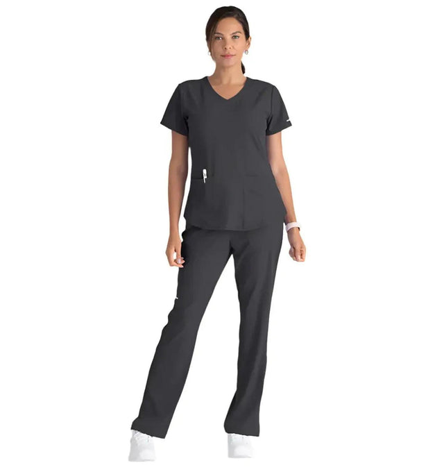 Skechers™ by Barco Breeze 3-Pocket Curve-d VNeck Scrub Top-Steel