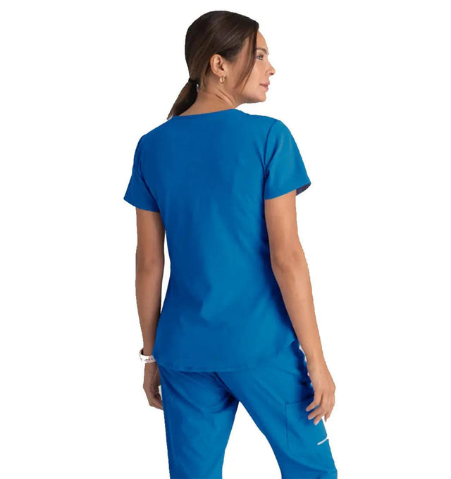 Skechers™ by Barco Breeze 3-Pocket Curve-d VNeck Scrub Top-New Royal
