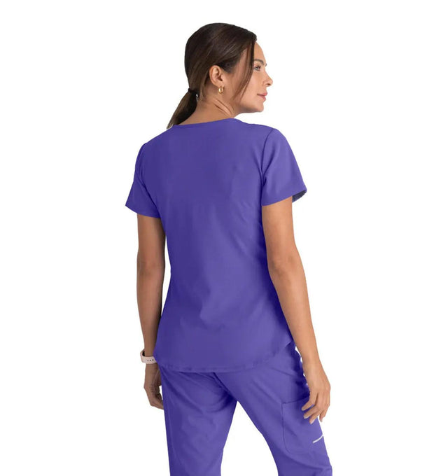 Skechers™ by Barco Breeze 3-Pocket Curved V-Neck Scrub Top-New Grape