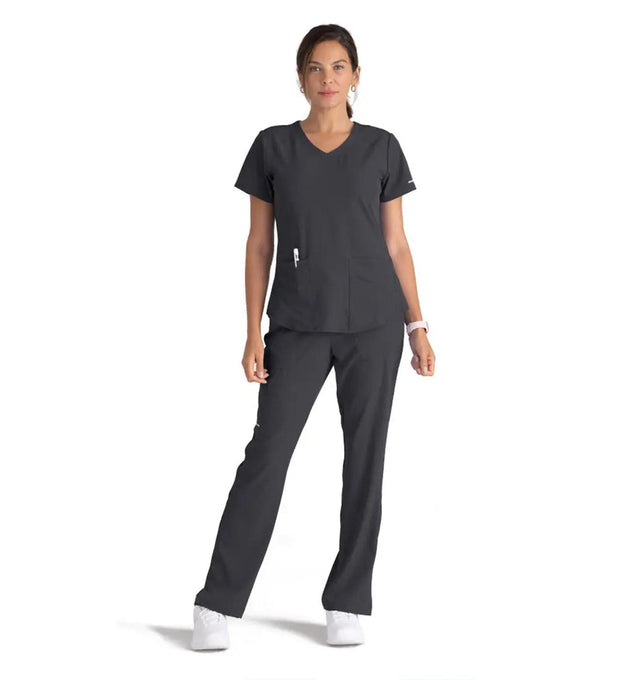 Skechers™ by Barco Breeze 3-Pocket Curved V-Neck Scrub Top-Pewter