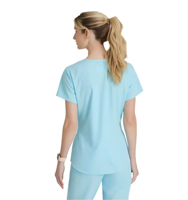 Skechers™ by Barco Breeze 3-Pocket Curved V-Neck Scrub Top-Poolside Blue