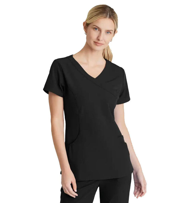 Skechers™ Vitality by Barco Charge 3-Pocket Crossover Scrub Top - Black
