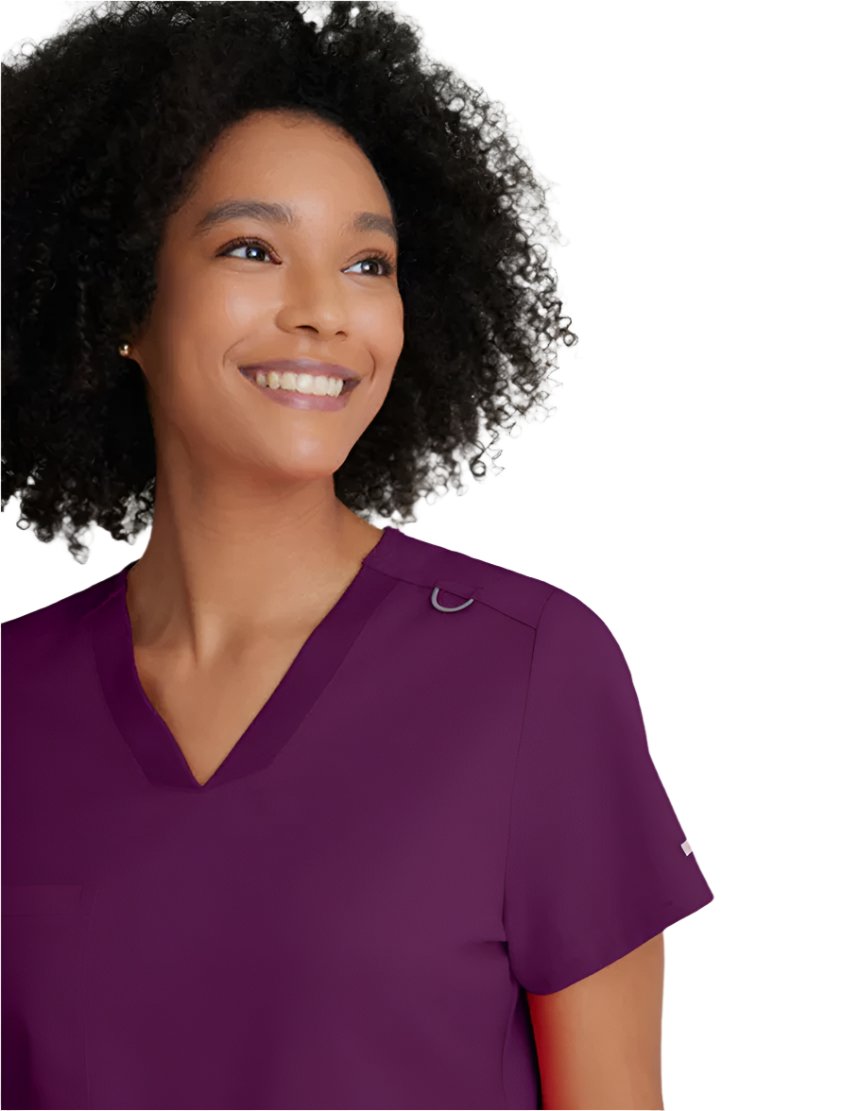 Grey's Anatomy Stretch™ by Barco  Bree 1-Pocket Tuck-In Scrub Top-Wine