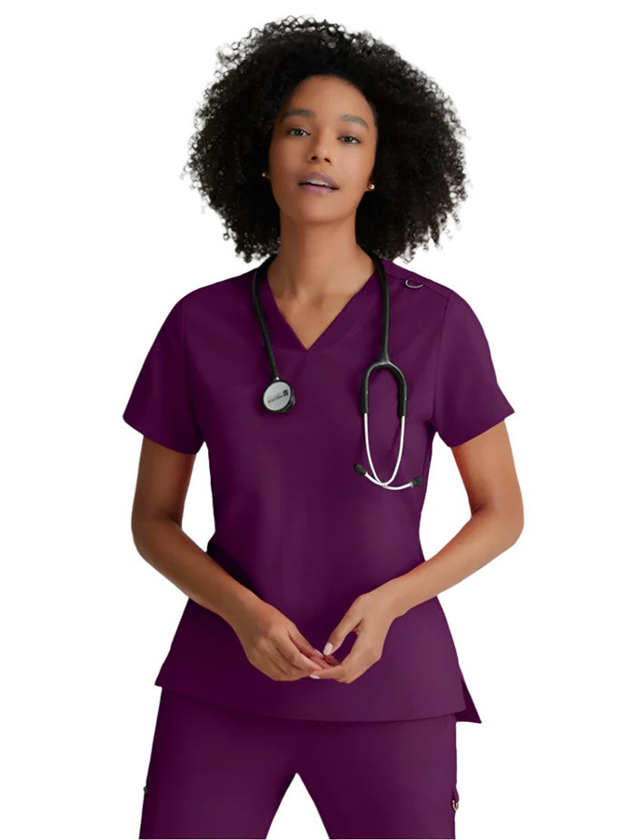 Grey's Anatomy Stretch™ by Barco  Bree 1-Pocket Tuck-In Scrub Top-Wine