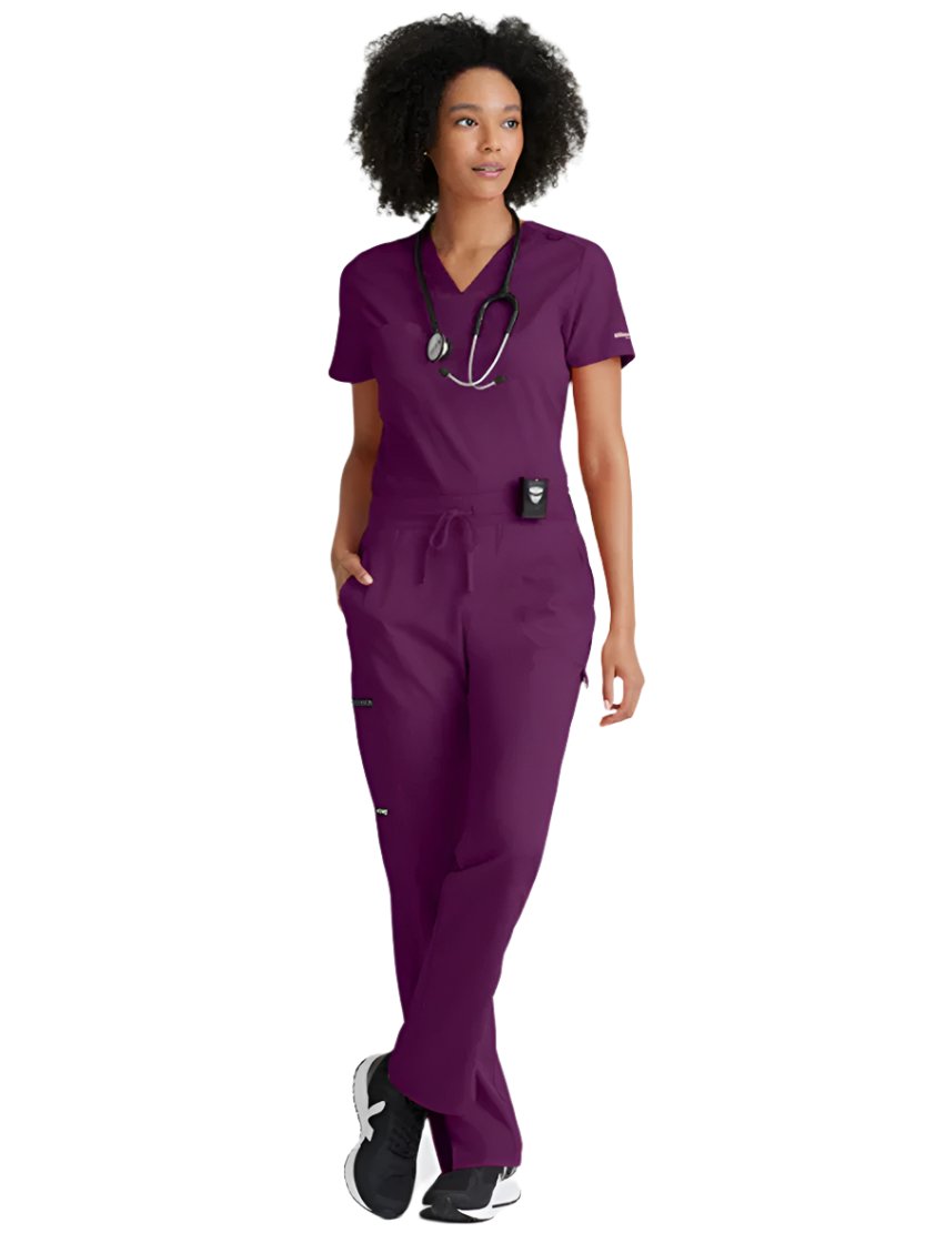 Grey's Anatomy Stretch™ by Barco  Bree 1-Pocket Tuck-In Scrub Top-Wine