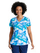 Barco One™ by Barco Thrive 4-Pocket V-Neck Print Scrub Top-Azure Waves