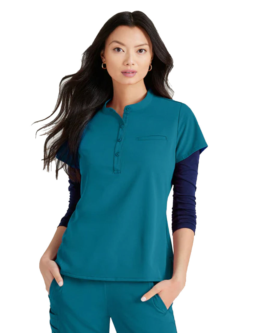 Barco Unify™ by Barco MISSION 1-POCKET HENLEY NECK SCRUB TOP - Bahama