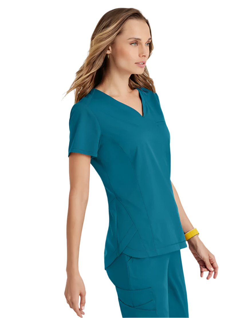 Grey's Anatomy Stretch™ by Barco Capri 2-Pocket Hourglass V-Neck Scrub Top-Bahama