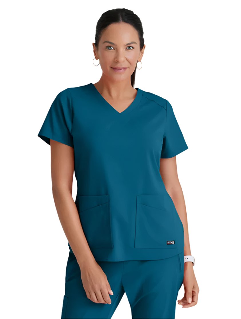 Grey's Anatomy Stretch™ by Barco Emma 4-Pocket V-Neck Scrub Top-Bahama