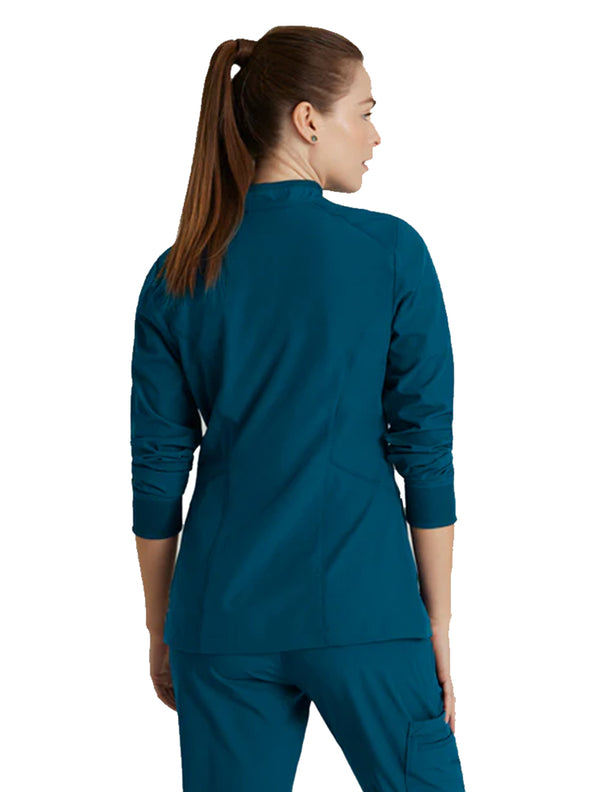 Barco One™ by Barco Venture 4-Pocket Banded Collar Warm-Up Scrub Jacket-Bahama