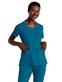 Grey's Anatomy Stretch™ by Barco Serena 3-Pocket Curved V-Neck Scrub Top-Bahama