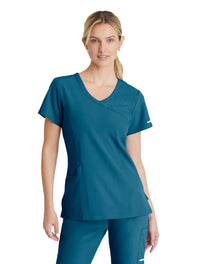 SKECHERS™ by Barco Reliance 3-Pocket Crossover V-Neck Scrub Top-Bahama