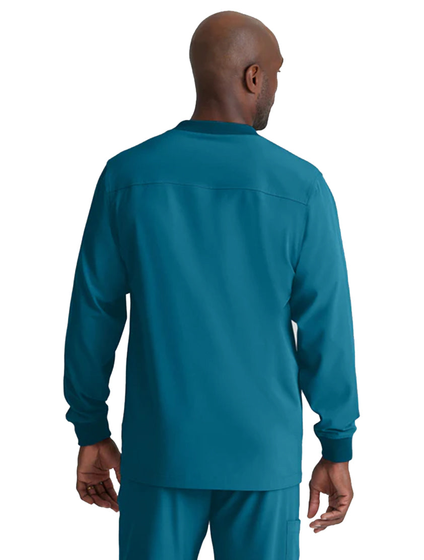 SKECHERS™ by Barco Structure 3-Pocket Crewneck Warmup Scrub Jacket-Bahama