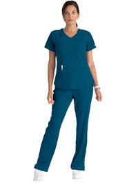 Skechers™ by Barco Breeze 3-Pocket Curved V-Neck Scrub Top-Bahama