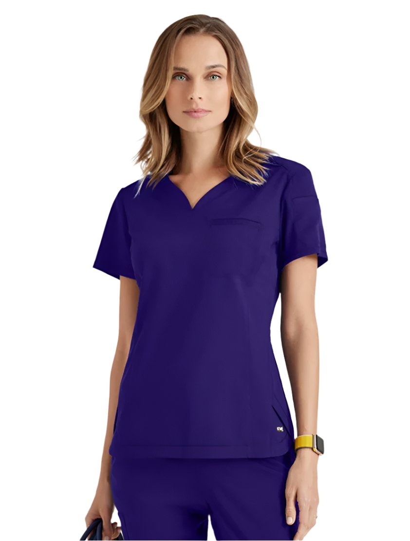 Grey's Anatomy Stretch™ by Barco Capri 2-Pocket Hourglass V-Neck Scrub Top-Brilliance