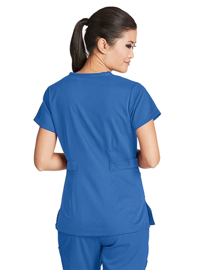 Grey's Anatomy™ by Barco Riley 3-Pocket Mock Wrap V-Neck Scrub Top-New Royal