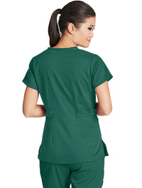 Grey's Anatomy™ by Barco Riley 3-Pocket Mock Wrap V-Neck Scrub Top-Hunter Green