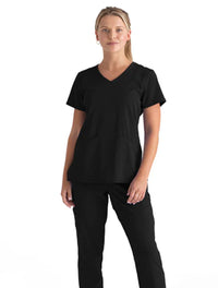 Grey's Anatomy Stretch™ by Barco Serena 3-Pocket Curved V-Neck Scrub Top-Black