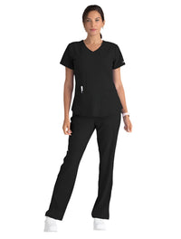 Skechers™ by Barco Breeze 3-Pocket Curved V-Neck Scrub Top-Black