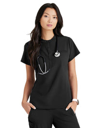 Barco Unify™ by Barco MISSION 1-POCKET HENLEY NECK SCRUB TOP - Black