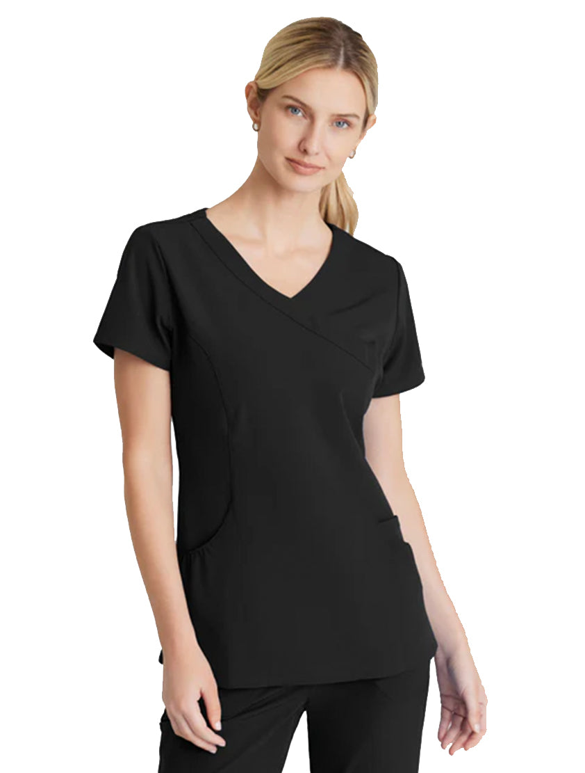 Skechers™ Vitality by Barco Charge 3-Pocket Crossover Scrub Top - Black