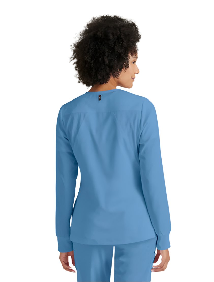 Grey's Anatomy Stretch™ by Barco  Gianna 5-Pocket Crewneck Scrub Jacket-Ciel Blue