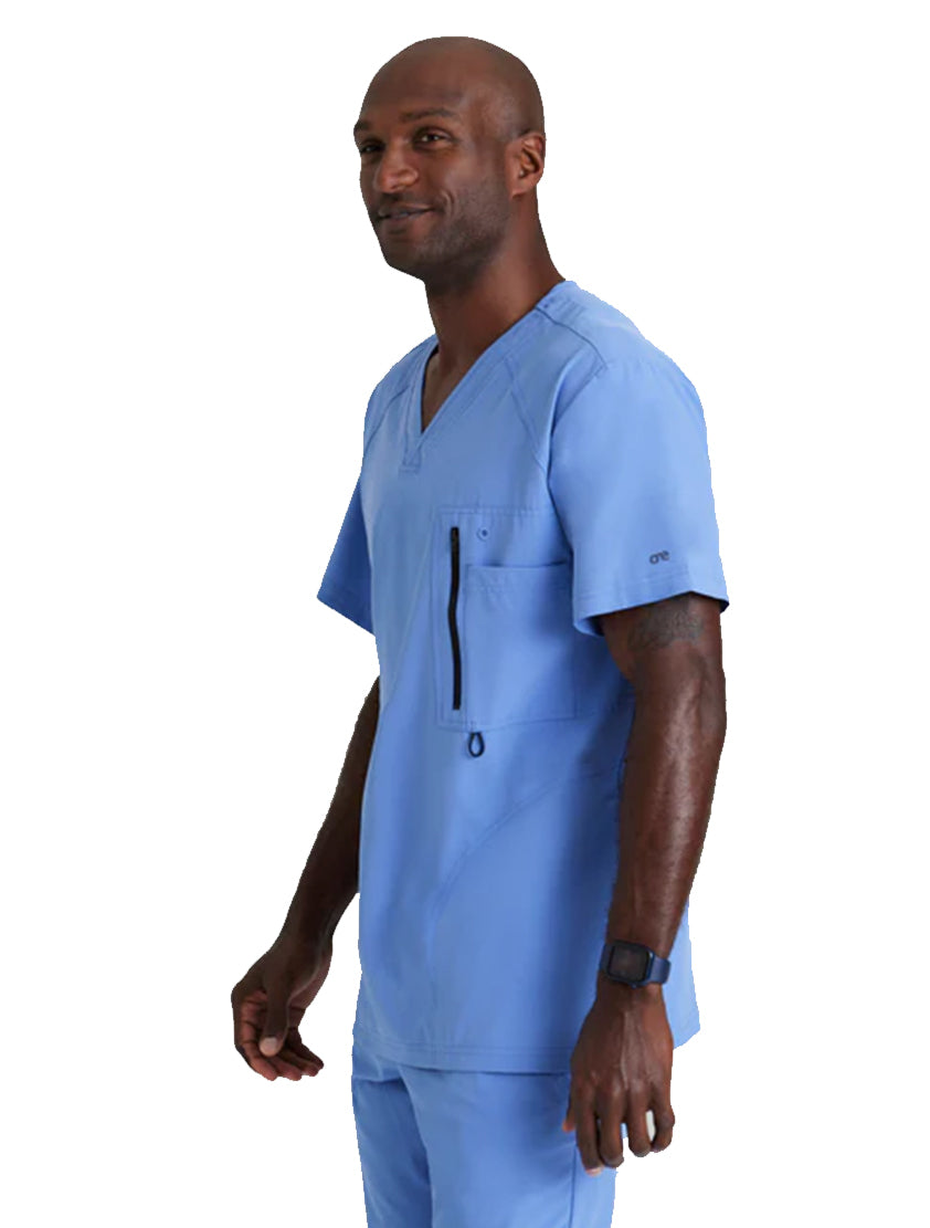 Barco One™ by Barco Amplify 5-Pocket V-Neck Scrub Top-Ciel Blue