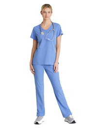 SKECHERS™ by Barco Reliance 3-Pocket Crossover V-Neck Scrub Top-Ciel Blue