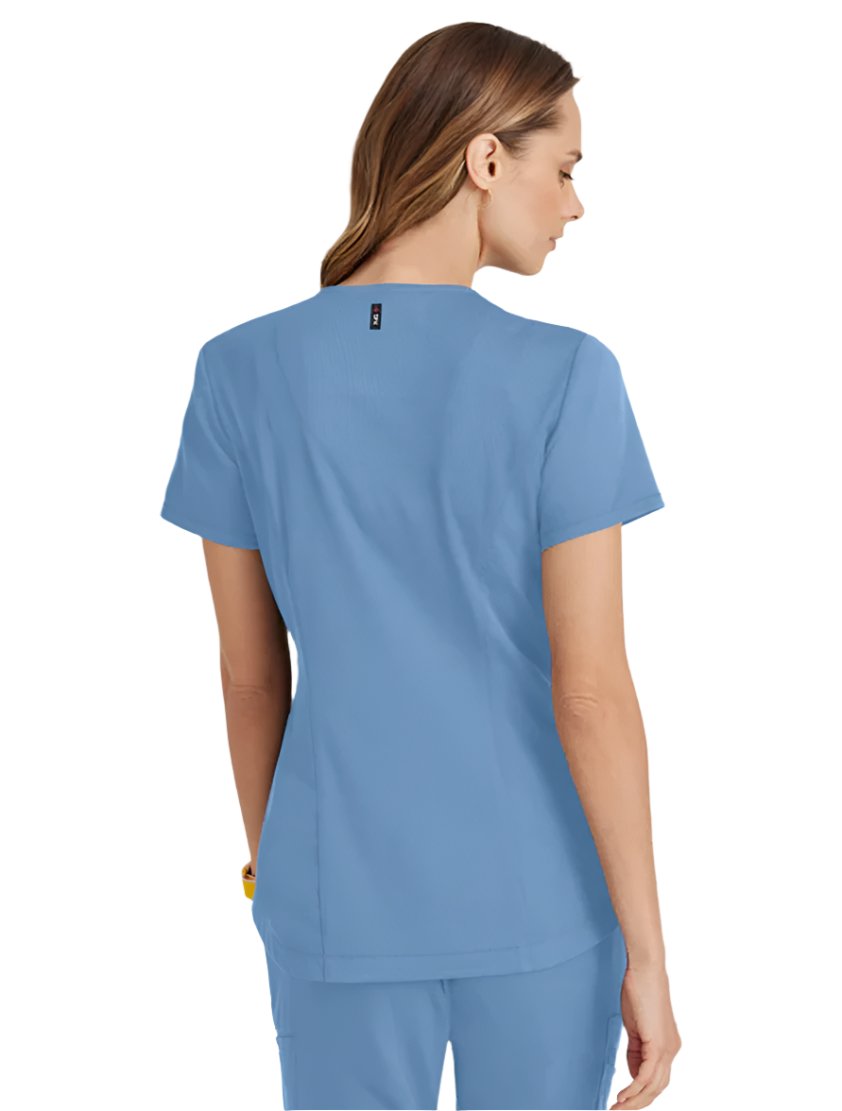 Grey's Anatomy Stretch™ by Barco Capri 2-Pocket Hourglass V-Neck Scrub Top-Ceil blue