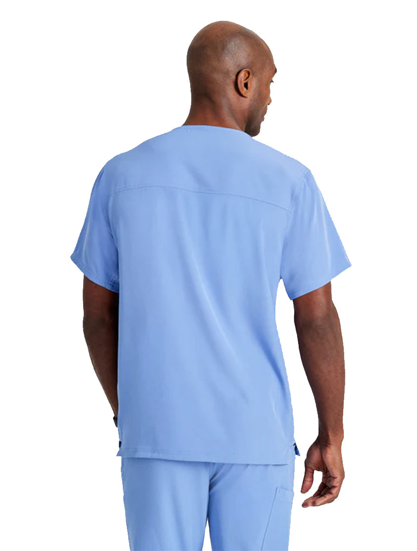 SKECHERS™ by Barco Structure 1-Pocket V-Neck Scrub Top-Ciel Blue