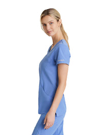 SKECHERS™ by Barco Reliance 3-Pocket Crossover V-Neck Scrub Top-Ciel Blue