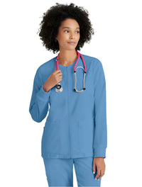 Grey's Anatomy Stretch™ by Barco  Gianna 5-Pocket Crewneck Scrub Jacket-Ciel Blue