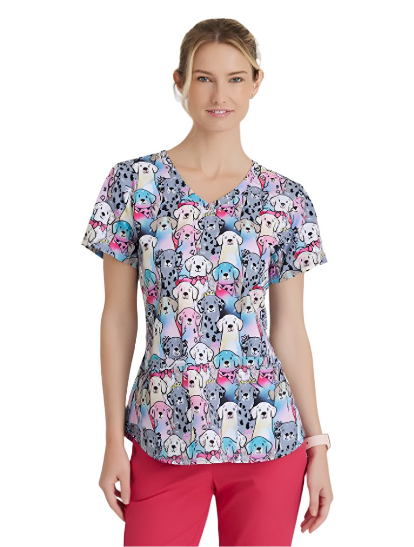 SKECHERS™ by Barco Essence V-Neck Animal Print Top-Buddy Colorful