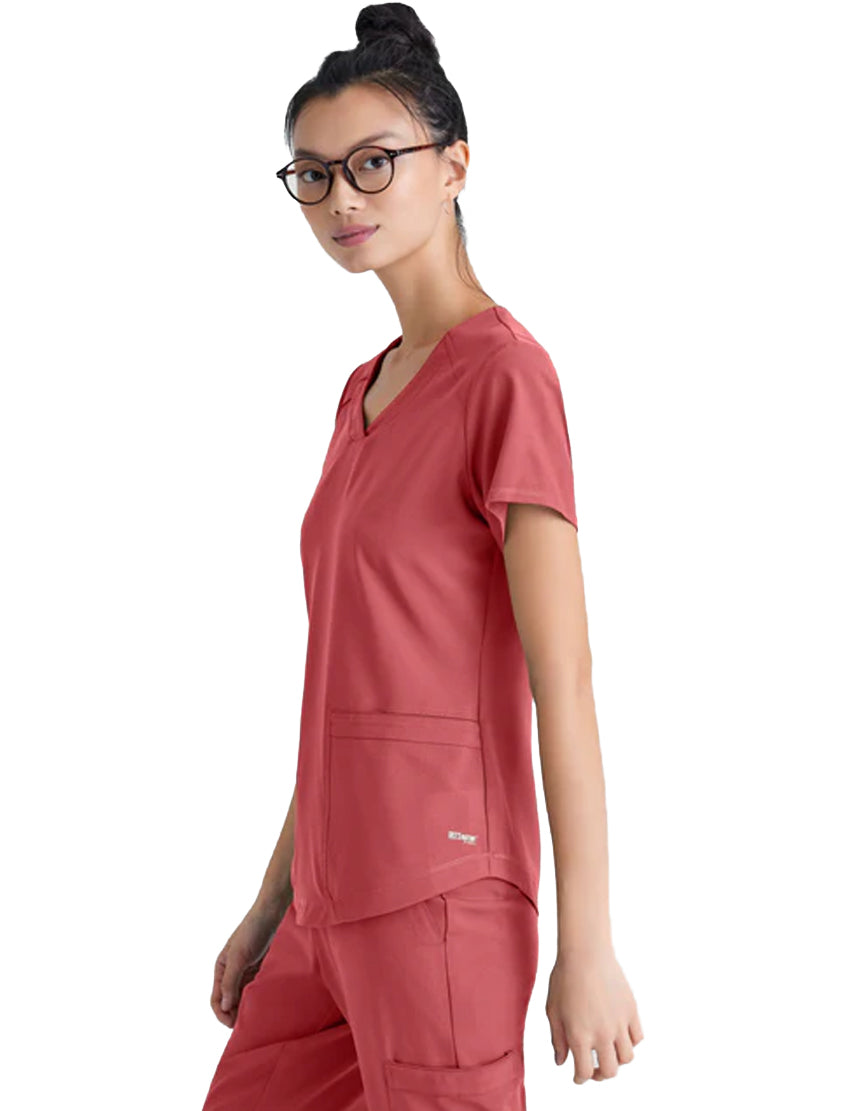 Grey's Anatomy™ Evolve by Barco Rhythm 2-Pocket CICLO® Scrub Top-Desert Rough