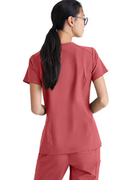 Grey's Anatomy™ Evolve by Barco Sway 1-Pocket Banded V-Neck Scrub Top-Desert Rouge