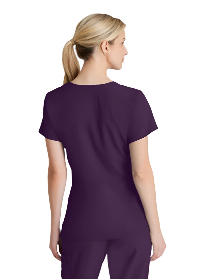 SKECHERS™ by Barco Reliance 3-Pocket Crossover V-Neck Scrub Top-Egg Plant