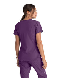 Skechers™ by Barco Breeze 3-Pocket Curved V-Neck Scrub Top-Egg Plant